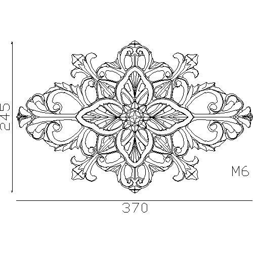 Palmette Alu 380x245 mm . Taraudage M6  vis non fournies