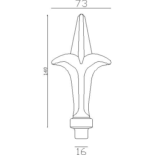Pointe de lance Alu pour tube 145x73 mm  - Ø16 mm - Fixation par colle bi composant