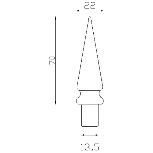Pointe Alu conique 70x22 mm - Ø13,5 mm . Fixation par colle bi composant