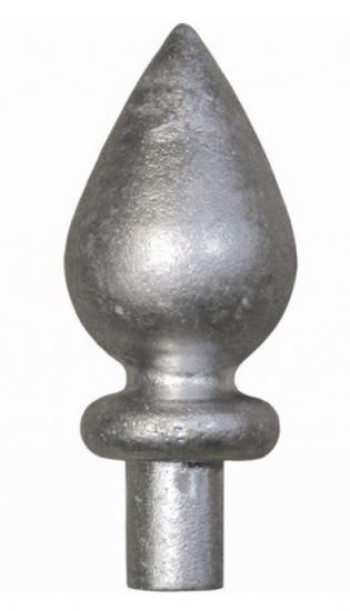 Décor goutte d'eau sur embase. Hauteur 50mm largeur 30mm avec base ronde de diamètre 15,5mm, compatible avec tube rond de diamètre inférieur. Elément décoratif idéal pour votre portail ou clôture, par exemple. Fixation par colle bi composant.