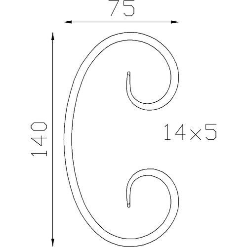 Volute en C Alu 140x75 mm - plat 14x5 mm