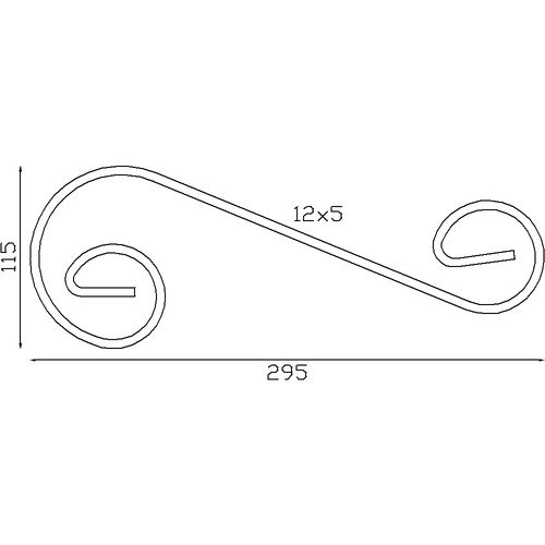 Volute en S alu 290x115 - Plat 12x5 mm