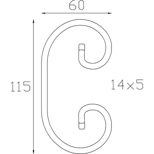 Volute en C alu 115x60 - plat 14x5 mm 