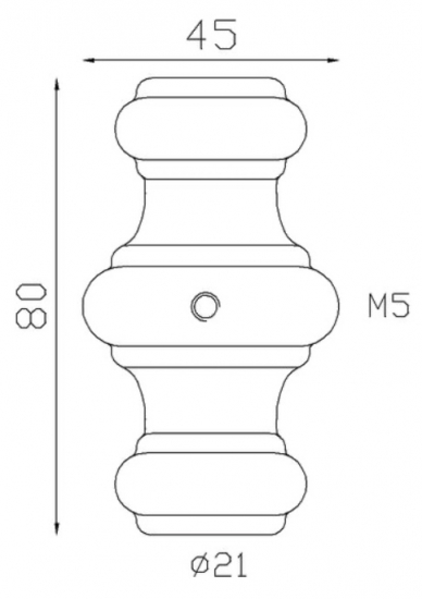 Garniture de barreaux, en aluminium. Compatible avec des barreaux de diamètre Ø20mm. Hauteur 80mm largeur 45mm. Cette bague sobre ornera vos barreaux de grilles de défense, portails, escaliers par exemple. Fixation par vis car taraudage M5 (vis fournie). Fourni brut, à peindre ou à vernir avec un produit adapté pour la protection.