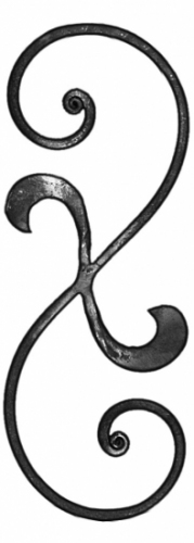Volute style floral en forme de S. Hauteur de 327mm et largeur de 125mm. En plat de 16x8mm.