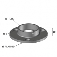 Support de type platine pour un tube de diamètre extérieur de 42,4mm (le tube rentre à l'intérieur de la platine). En inox 304.