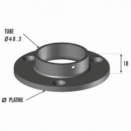 Support de type platine pour un tube de diamètre 48,3mm (le tube rentre à l'intérieur de la platine). En inox 304.