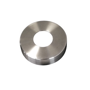 Cache platine de diamètre 105mm compatible avec des tubes de diamètre extérieur de 48,3mm. En inox 304.