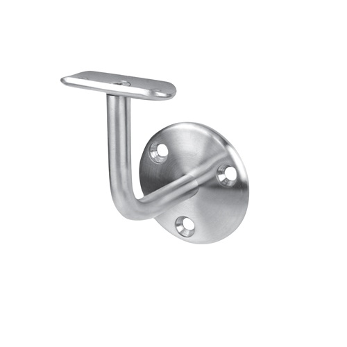 Support mural de main courante ronde, fixe de 90 degrés. Longueur 86mm Hauteur 56mm, platine ronde de diamètre 58mm, compatible avec des tubes de diamètre extérieur de 42,4mm en inox ou en bois. En inox 304. À visser au mur grâce à 3 trous de diamètre 5mm, et à visser à la main courante grâce à 2 trous de diamètre 6,5mm (visserie non fournie). Permet d'être utilisé en intérieur comme en extérieur et même en bord de mer. Existe en version inox 304 ( ref 30100) et en version réglable (ref 3012016).