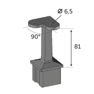 Support de main courante Pour un tube carré de 40x40mm et d'une épaisseur de 2mm. Ouverture de 90 degrés. En inox 316.compatible avec tube réf 30400916 et connecteur réf 30422916