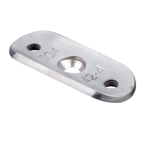 Patte de support pour un tube d'un diamètre de 42,4mm. Longueur 61mm entraxe 42mm. Fixation par vis (non fournies) par 2 trous diamètre 6,5mm. En inox 304.
