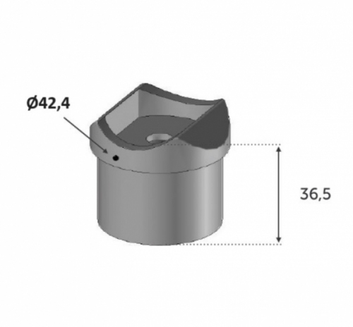 Support de main courante pour un tube d'un diamètre de 42.4mm. En inox 316.