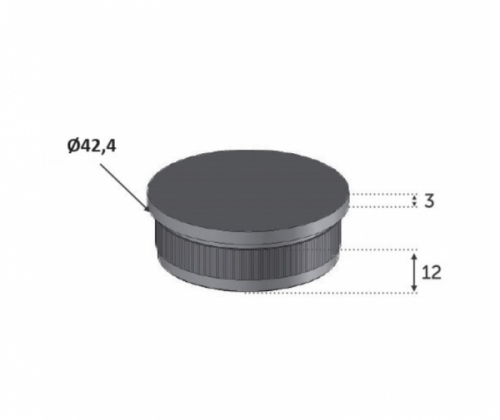 Finition pour tube rond de diamètre 42,4mm, bouchon, effet plat. Hauteur visible 3mm hauteur totale 15mm, largeur 42,4mm. En inox 316. À insérer dans le tube et à coller (colle non fournie). Permet d'être utilisé en intérieur comme en extérieur et même en bord de mer. Existe en version inox 304 (ref 30300) et en version Ø48,3mm (ref 30301).