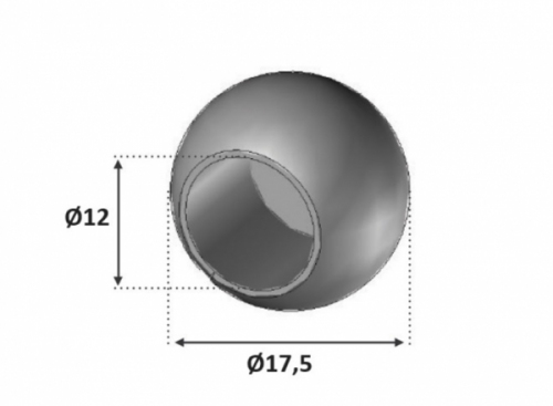 Boule de finition pour une barre ronde d'un diamètre de 12mm. En inox 316.