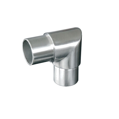 Connecteur de main courante ronde, fixe, effet angle droit. Longueur totale d'un côté 60mm, longueur visible 30mm, compatible avec des tubes ronds en inox de diamètre 42,4mm. S'utilise avec les supports de main courante référence 30220. En inox 304. À manchonner dans les tubes et à coller avec une colle bi composant. Précaunisé pour un usage en intérieur, ne pas utilisé en bord de mer. Existe en version inox 316 (ref 3041016) et en version pour tube de 48,3mm (ref 30411).