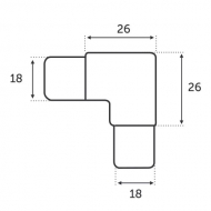 Raccord de 90 degrés pour un profil rectangle de 18x12mm. En inox 304.