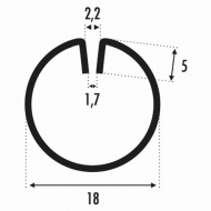 Profil d'encadrement de diamètre 18 pour tole de 3mm d'épaisseur. En inox 304.