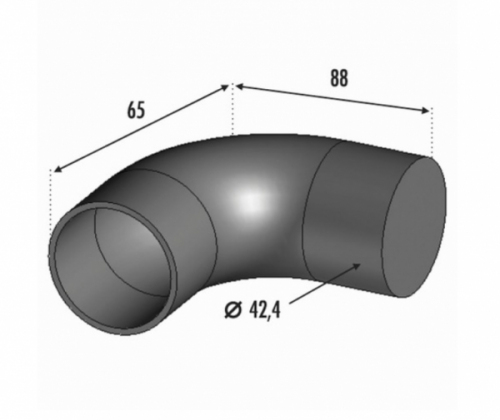 Finition coudée de 90 degrés pour une main courante en bois de 42mm de diamètre. En inox 316. À coller. A fixer a l'aide de la réf. 30770