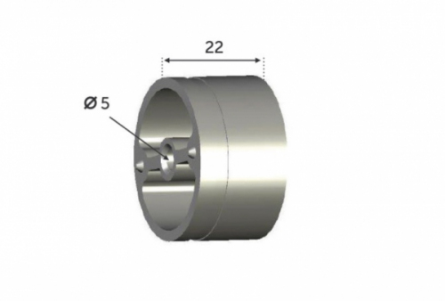 Connecteur droit pour une main courante en bois de 42mm extérieur de large en inox 316. Pour fixer la main courante à ce connecteur il faut au préalable fixer en bouts des mains courantes les deux pièces d'adaptation (référence : 30770) non fournies et centrées par une vis à bois.