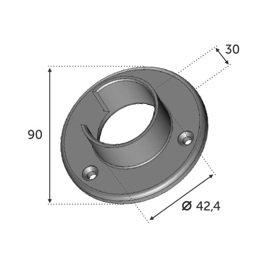 Fixation murale pour Tube Ø42.4 pour garde-corps verre - INOX 316 . Pour garde corps verre de 12,76 a 21,52 mm . A utiliser avec main courante 3084016