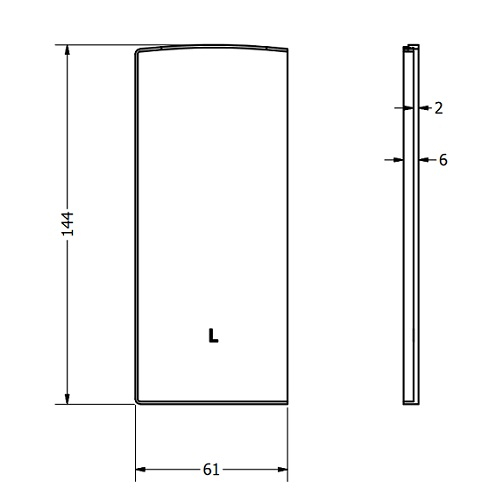 ache de finition gauche pour profilé 308510 . Cet embout de finition sert de cache pour habiller les extrémités d'un profilé en U aluminium Il convient aux deux extrémités du profilé et pourra être recoupée en fonction de l'angle de l'escalier La face intérieure est munie de deux bandes de colle très adhésives protégées par une petite bande de papier. Après avoir enlevé les deux bandes protectrices, le cache se met en place en un instant aux extrémités du profilé. Toutefois, nous vous conseillons de réaliser cette mise en place avec précaution. Hauteur 144mm - Largeur 61mm - Epaisseur 6mm . Matière : aluminium anodisé