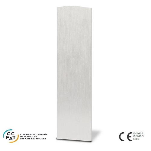 Cache de finition Gauche pour montée escalier pour profilé 308510 . Cet embout de finition sert de cache pour habiller les extrémités placées à gauche d'un profilé en U aluminium 308510 servant d'un rampant d'escalier. Il devra ètre recoupé à la hauteur nécessaire en fonction de chaque rampant d'escalier. Pour les extrémités placées à droite, voir la réf 308517 