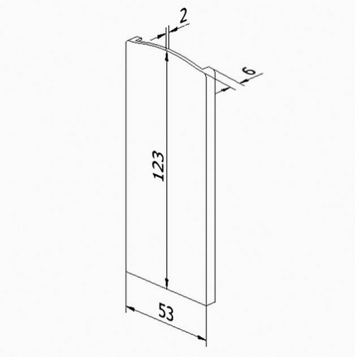 Cache de finition Gauche pour profilé 308620 . Cet embout de finition sert de cache pour habiller les extrémités d'un profilé en aluminium Il convient à l'extrémité à gauche . La face intérieure est munie de deux bandes de colle très adhésives protégées par une petite bande de papier. Après avoir enlevé les deux bandes protectrices, le cache se met en place en un instant aux extrémités du profilé. Toutefois, nous vous conseillons de réaliser cette mise en place avec précaution. Hauteur 123mm - Largeur 53mm - Epaisseur 6mm . Matière : aluminium anodisé