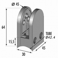 Pince à verre. Fixation sur un tube de diamètre 42,4mm. Pour des verres de 8 a 12,76mm d'épaisseur. En Inox 316. Ne pas oublier de commander les caoutchoucs compatibles avec votre verre, vendus séparément. ex : verre épaisseur 8 joints réf 300308. verre épaisseur 8,76 joints réf 30030876. verre épaisseur 10 joints réf 300310. verre ep 10,76 joints réf 30031076  verre épaisseur 12 réf 300312. verre épaisseur 12,76 réf 30031276.