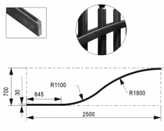 Profilé fer plat de 30X8mm en demi chapeau de gendarme de 2500mm de long et 700mm de haut.