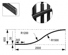 Profilé fer plat de 30X8mm en demi chapeau de gendarme de 2000mm de long et 600mm de haut.