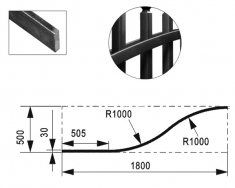 Profilé fer plat de 30X8mm en demi chapeau de gendarme de 1800mm de long et 500mm de haut.