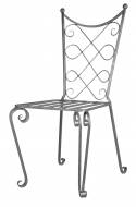 Chaise en kit à fabriquer en fer forgé d'une hauteur de 970mm et d'une largeur de 530mm. Composé d'un dossier avec pieds, de deux pieds indépendants et d'une assise.