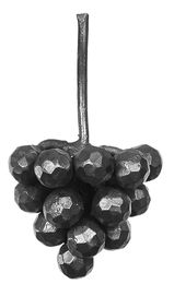 Décor représentant une grappe de raisins sur tige d'une hauteur de 130mm et d'une largeur de 80mm. En fer forgé.