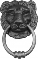 Heurtoir en tête de lion de 90mm de diamètre en fer forgé.