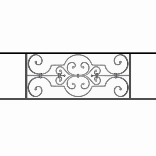 Appui de fenêtre type AF004 à sceller dans votre tableau de fenêtre. Longueur finie de 1030mm et Hauteur finie de 314mm. Convient pour les tableaux de fenêtre de 930mm. 50mm de scellement sont prévue de chaque côté. Main courante laminée de 930mm de long en fer forgé sur le dessus. Motif au centre de 670mm de long par 290mm de haut. Le reste de la structure est en tube acier carré de 16mm de section.