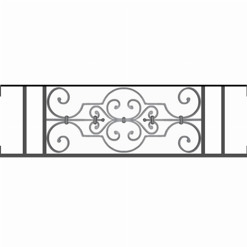 Appui de fenêtre type AF004 à visser dans votre tableau de fenêtre. Longueur finie de 1070mm et Hauteur finie de 314mm. Convient pour les tableaux de fenêtre de 1070mm. Main courante laminée de 1070mm de long en fer forgé sur le dessus. Motif au centre de 670mm de long par 290mm de haut. Le reste de la structure est en tube acier carré de 16mm de section.