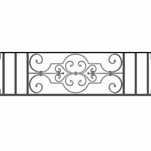 Appui de fenêtre type AF004 à visser dans votre tableau de fenêtre. Longueur finie de 1080mm et Hauteur finie de 314mm. Convient pour les tableaux de fenêtre de 1080mm. Main courante laminée de 1080mm de long en fer forgé sur le dessus. Motif au centre de 670mm de long par 290mm de haut. Le reste de la structure est en tube acier carré de 16mm de section.