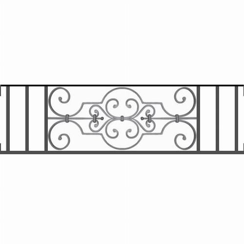 Appui de fenêtre type AF004 à visser dans votre tableau de fenêtre. Longueur finie de 1100mm et Hauteur finie de 314mm. Convient pour les tableaux de fenêtre de 1100mm. Main courante laminée de 1100mm de long en fer forgé sur le dessus. Motif au centre de 670mm de long par 290mm de haut. Le reste de la structure est en tube acier carré de 16mm de section.