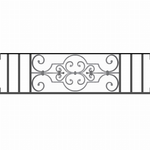 Appui de fenêtre type AF004 à visser dans votre tableau de fenêtre. Longueur finie de 1150mm et Hauteur finie de 314mm. Convient pour les tableaux de fenêtre de 1150mm. Main courante laminée de 1150mm de long en fer forgé sur le dessus. Motif au centre de 670mm de long par 290mm de haut. Le reste de la structure est en tube acier carré de 16mm de section.