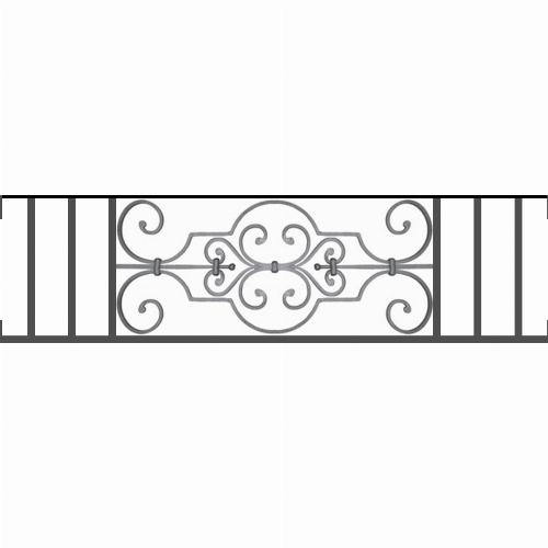 Appui de fenêtre type AF004 à visser dans votre tableau de fenêtre. Longueur finie de 1160mm et Hauteur finie de 314mm. Convient pour les tableaux de fenêtre de 1160mm. Main courante laminée de 1160mm de long en fer forgé sur le dessus. Motif au centre de 670mm de long par 290mm de haut. Le reste de la structure est en tube acier carré de 16mm de section.