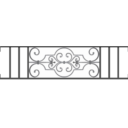 Appui de fenêtre type AF004 à visser dans votre tableau de fenêtre. Longueur finie de 1220mm et Hauteur finie de 314mm. Convient pour les tableaux de fenêtre de 1220mm. Main courante laminée de 1220mm de long en fer forgé sur le dessus. Motif au centre de 670mm de long par 290mm de haut. Le reste de la structure est en tube acier carré de 16mm de section.