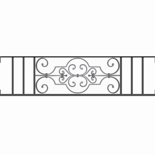 Appui de fenêtre type AF004 à visser dans votre tableau de fenêtre. Longueur finie de 1230mm et Hauteur finie de 314mm. Convient pour les tableaux de fenêtre de 1230mm. Main courante laminée de 1230mm de long en fer forgé sur le dessus. Motif au centre de 670mm de long par 290mm de haut. Le reste de la structure est en tube acier carré de 16mm de section.
