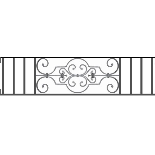 Appui de fenêtre type AF004 à visser dans votre tableau de fenêtre. Longueur finie de 1250mm et Hauteur finie de 314mm. Convient pour les tableaux de fenêtre de 1250mm. Main courante laminée de 1250mm de long en fer forgé sur le dessus. Motif au centre de 670mm de long par 290mm de haut. Le reste de la structure est en tube acier carré de 16mm de section.