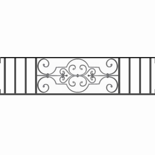 Appui de fenêtre type AF004 à visser dans votre tableau de fenêtre. Longueur finie de 1280mm et Hauteur finie de 314mm. Convient pour les tableaux de fenêtre de 1280mm. Main courante laminée de 1280mm de long en fer forgé sur le dessus. Motif au centre de 670mm de long par 290mm de haut. Le reste de la structure est en tube acier carré de 16mm de section.