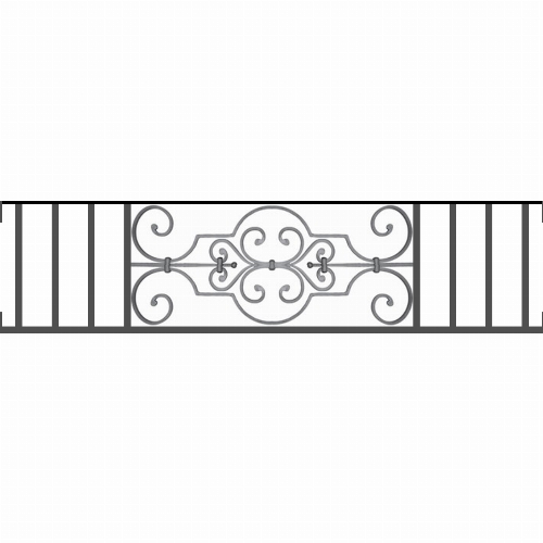Appui de fenêtre type AF004 à visser dans votre tableau de fenêtre. Longueur finie de 1290mm et Hauteur finie de 314mm. Convient pour les tableaux de fenêtre de 1290mm. Main courante laminée de 1290mm de long en fer forgé sur le dessus. Motif au centre de 670mm de long par 290mm de haut. Le reste de la structure est en tube acier carré de 16mm de section.