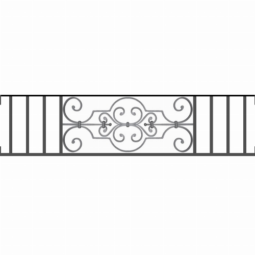 Appui de fenêtre type AF004 à visser dans votre tableau de fenêtre. Longueur finie de 1310mm et Hauteur finie de 314mm. Convient pour les tableaux de fenêtre de 1310mm. Main courante laminée de 1310mm de long en fer forgé sur le dessus. Motif au centre de 670mm de long par 290mm de haut. Le reste de la structure est en tube acier carré de 16mm de section.