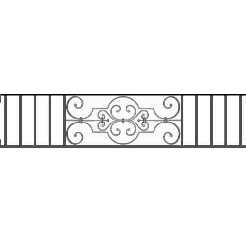 Appui de fenêtre type AF004 à visser dans votre tableau de fenêtre. Longueur finie de 1440mm et Hauteur finie de 314mm. Convient pour les tableaux de fenêtre de 1440mm. Main courante laminée de 1440mm de long en fer forgé sur le dessus. Motif au centre de 670mm de long par 290mm de haut. Le reste de la structure est en tube acier carré de 16mm de section.