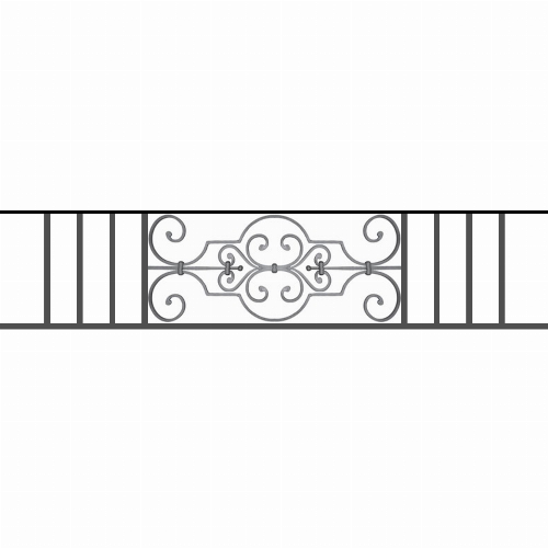 Appui de fenêtre type AF004 à sceller dans votre tableau de fenêtre. Longueur finie de 1450mm et Hauteur finie de 314mm. Convient pour les tableaux de fenêtre de 1350mm. 50mm de scellement sont prévue de chaque côté. Main courante laminée de 1350mm de long en fer forgé sur le dessus. Motif au centre de 670mm de long par 290mm de haut. Le reste de la structure est en tube acier carré de 16mm de section.
