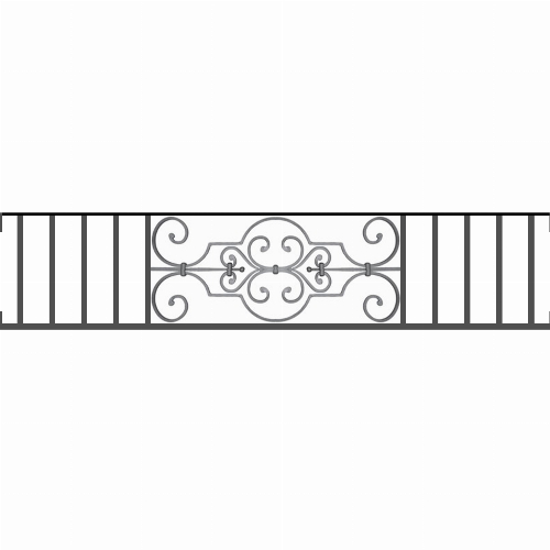 Appui de fenêtre type AF004 à visser dans votre tableau de fenêtre. Longueur finie de 1480mm et Hauteur finie de 314mm. Convient pour les tableaux de fenêtre de 1480mm. Main courante laminée de 1480mm de long en fer forgé sur le dessus. Motif au centre de 670mm de long par 290mm de haut. Le reste de la structure est en tube acier carré de 16mm de section.