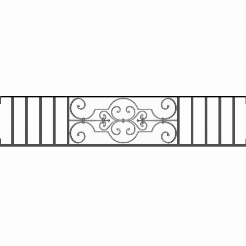 Appui de fenêtre type AF004 à visser dans votre tableau de fenêtre. Longueur finie de 1530mm et Hauteur finie de 314mm. Convient pour les tableaux de fenêtre de 1530mm. Main courante laminée de 1530mm de long en fer forgé sur le dessus. Motif au centre de 670mm de long par 290mm de haut. Le reste de la structure est en tube acier carré de 16mm de section.